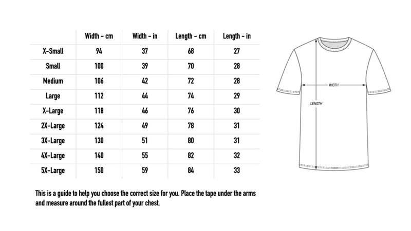 Size chart for Ouroboros Tee - White