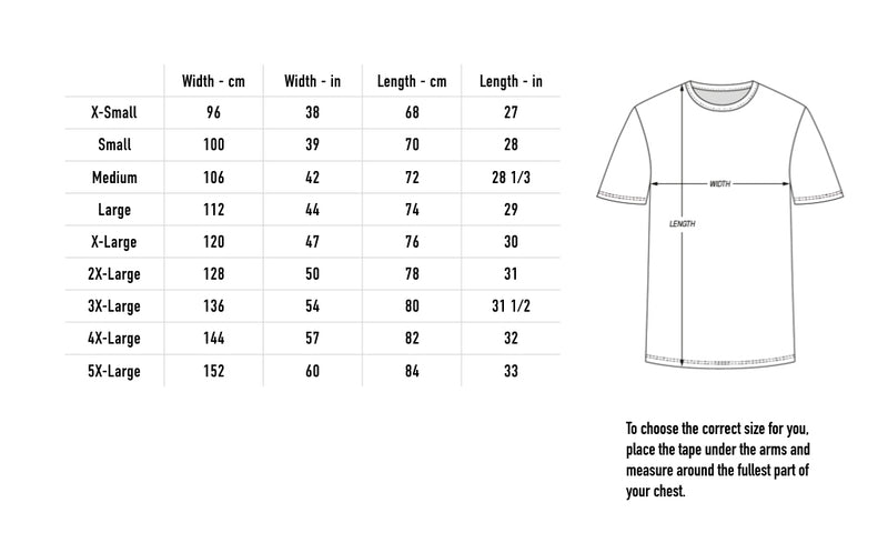 Size chart for Amanuensis Tee - Natural